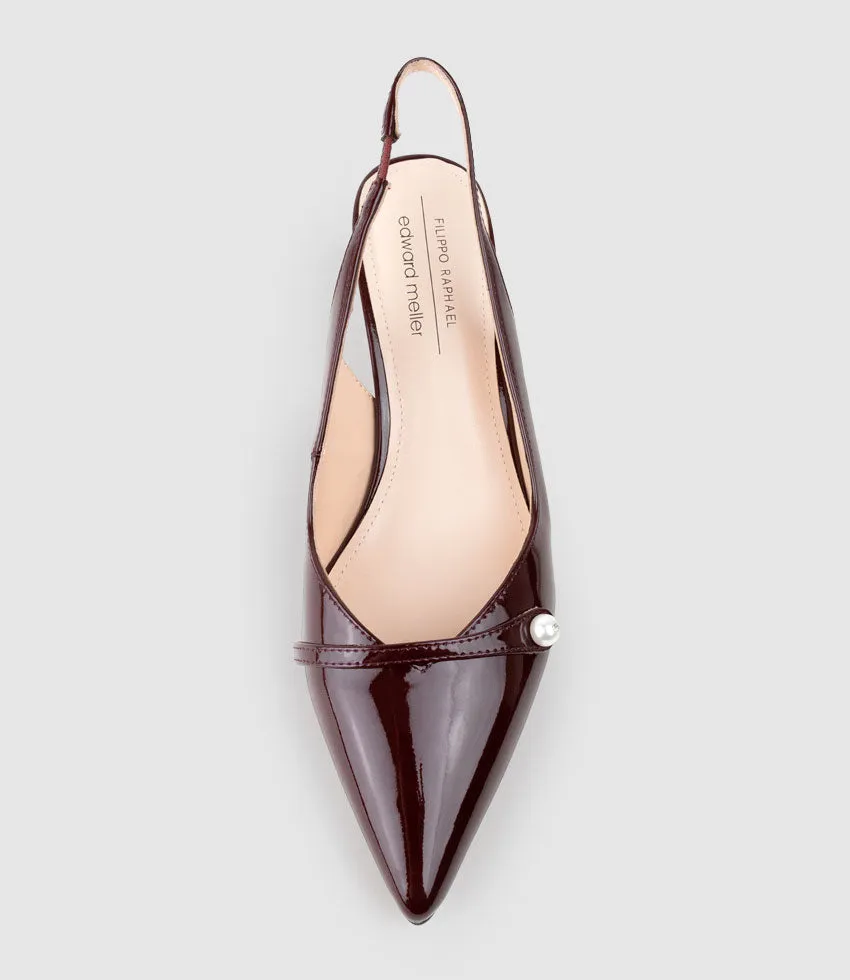 DIVINE55 Slingback Pump with Pearl in Wine Patent