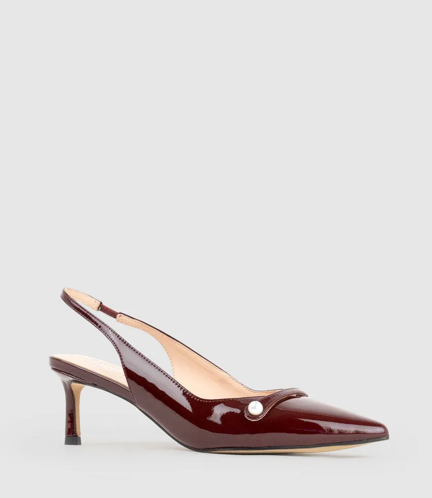 DIVINE55 Slingback Pump with Pearl in Wine Patent
