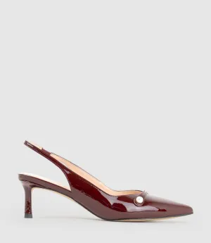 DIVINE55 Slingback Pump with Pearl in Wine Patent