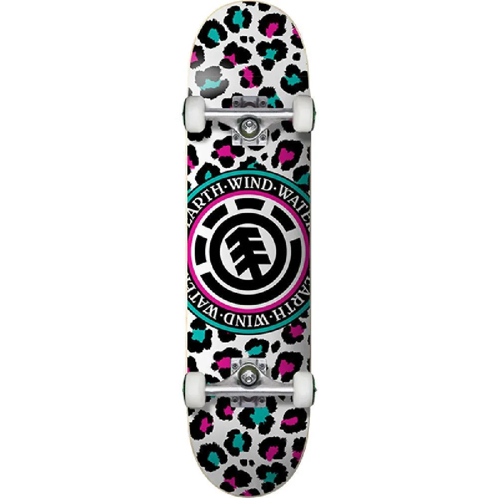 Element Leopard Party White Teal Pink 7.5" Skateboard