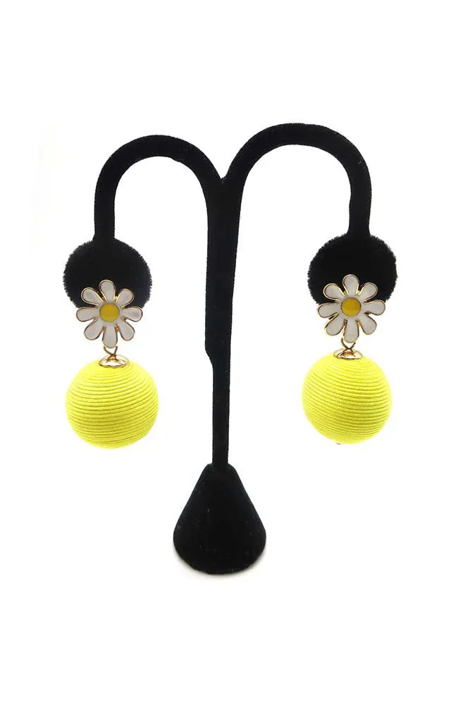 Epoxy Flower Ball Earrings