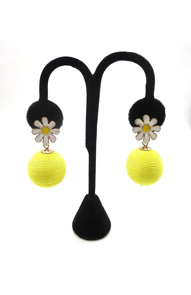Epoxy Flower Ball Earrings