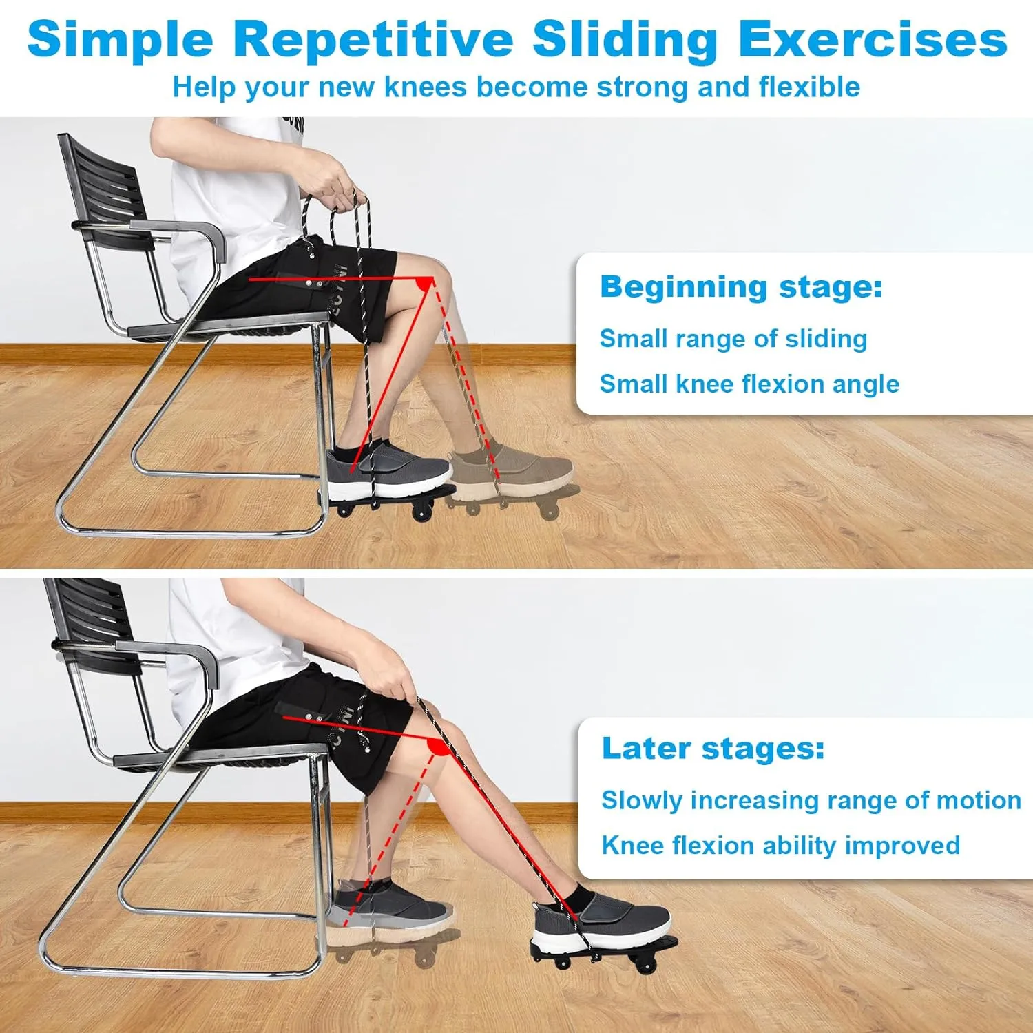 Knee Replacement Recovery Aids for Knee Therapy Exercises, Knee Surgery Recovery Equipment Knee Glider for Knee Replacement ACL PCL Injuries, Leg Exercise Tool to Increase Range of Motion