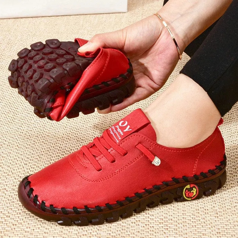 Leather Flat Slip-On Shoes