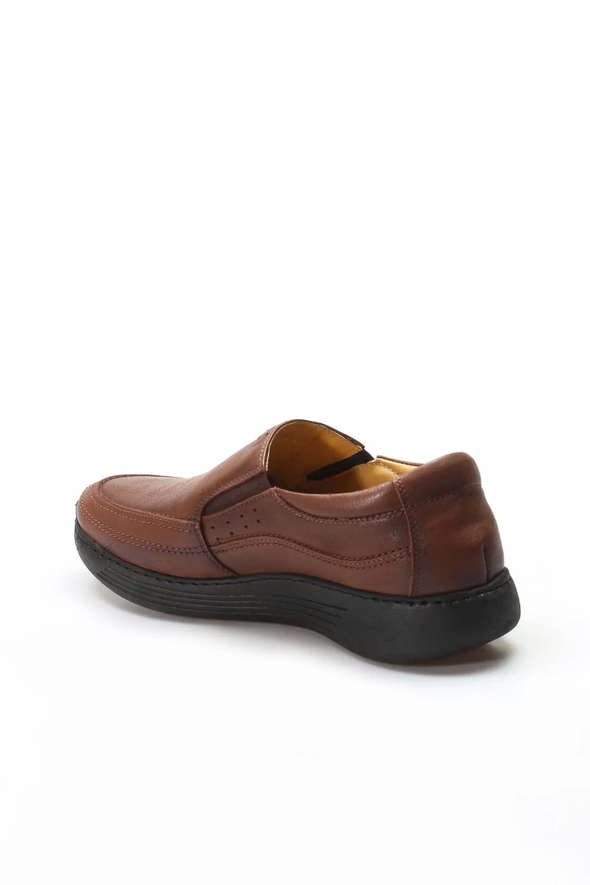 Men's Brown Casual Leather Slip-On Shoes-Wessi