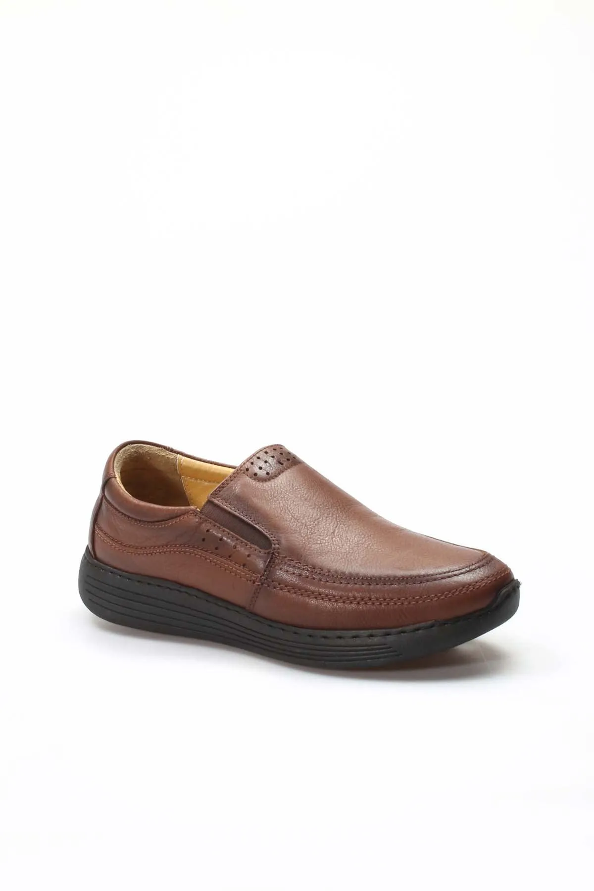 Men's Brown Casual Leather Slip-On Shoes-Wessi