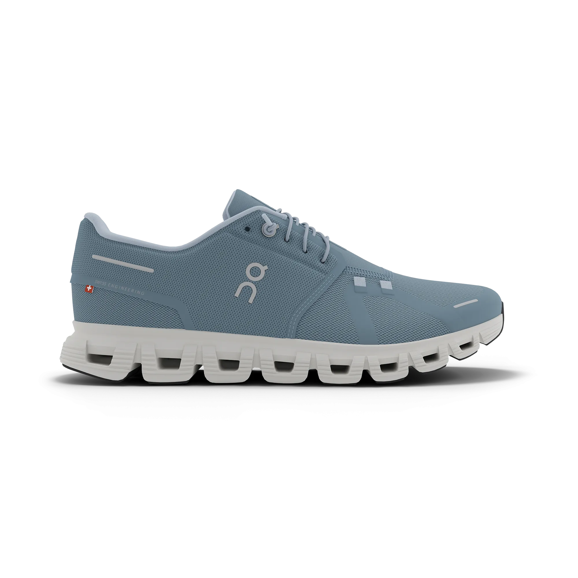 On Men's Cloud 6 Shoes - Chambray / White