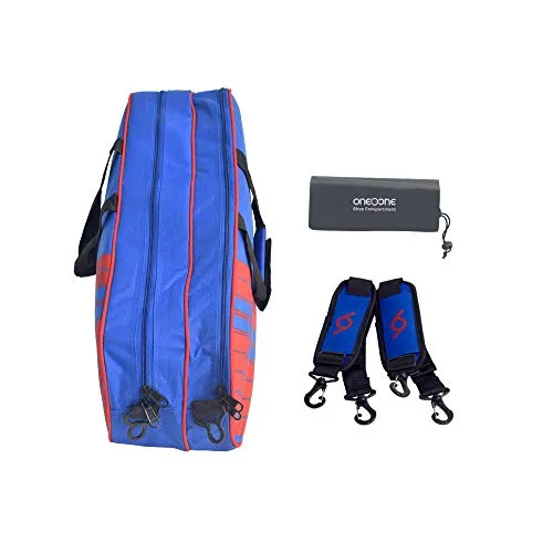One O One - Lines Collection Double Compartment - Badminton/Tennis Kitbag (Blue   Red)