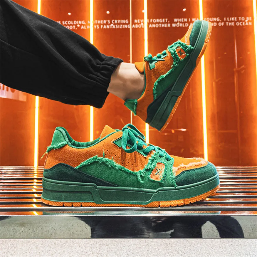 Raw-Edge Contrast Color Skate Shoes