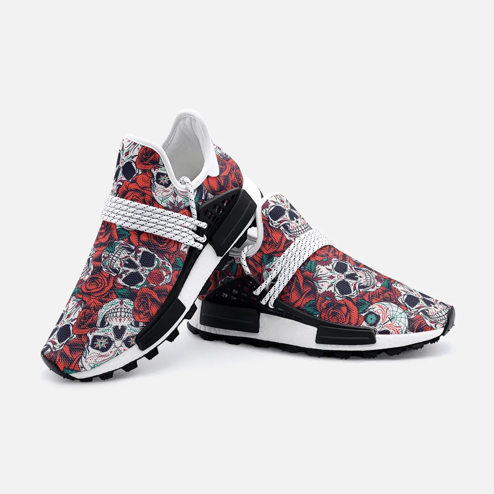 Red Flowers Skull Unisex Lightweight Custom shoes