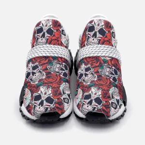 Red Flowers Skull Unisex Lightweight Custom shoes