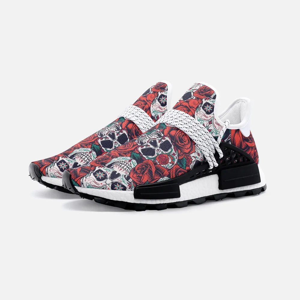 Red Flowers Skull Unisex Lightweight Custom shoes