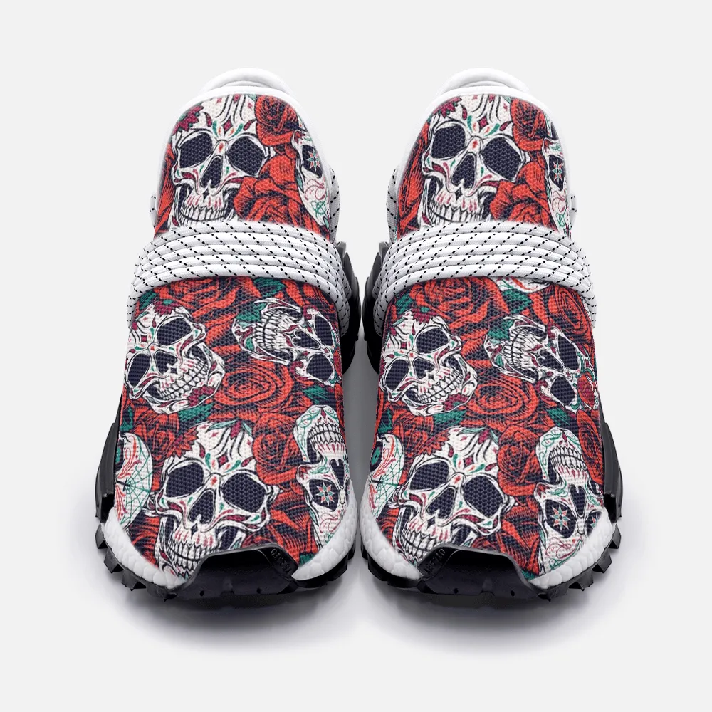 Red Flowers Skull Unisex Lightweight Custom shoes