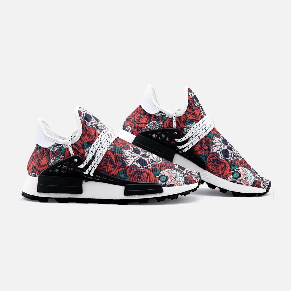 Red Flowers Skull Unisex Lightweight Custom shoes