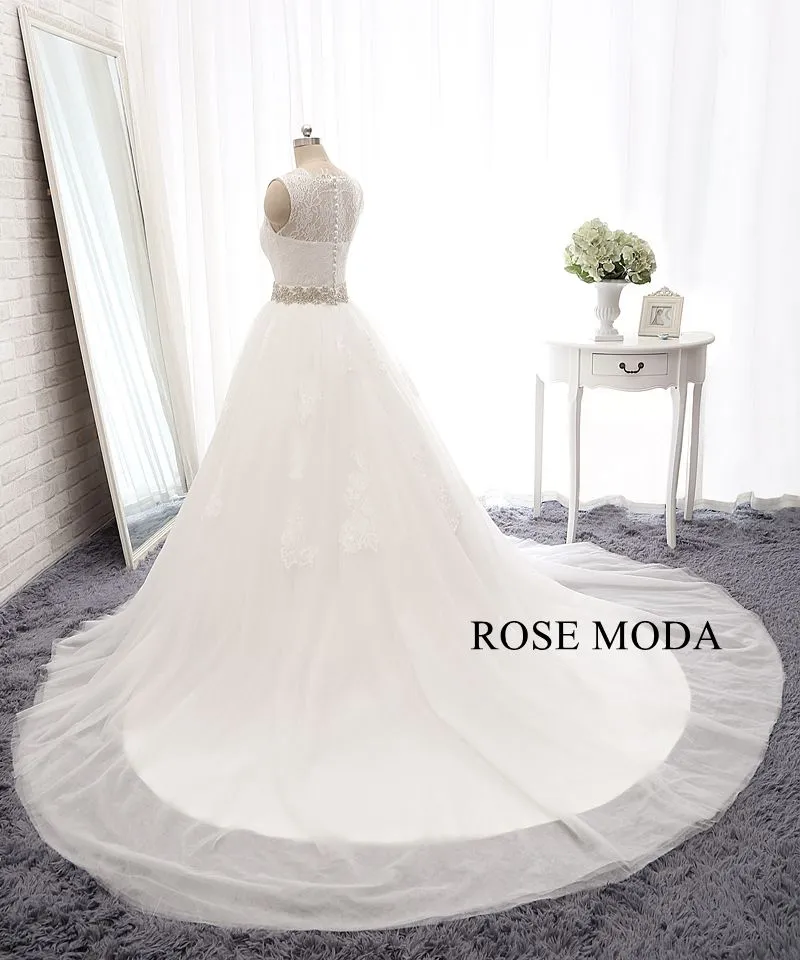 Rosemoda Ball Gown Wedding Dress With Crystal Belt