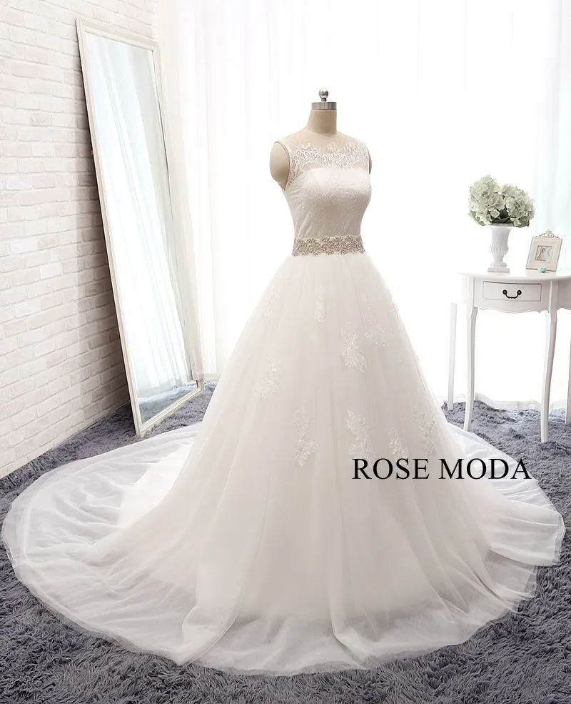 Rosemoda Ball Gown Wedding Dress With Crystal Belt