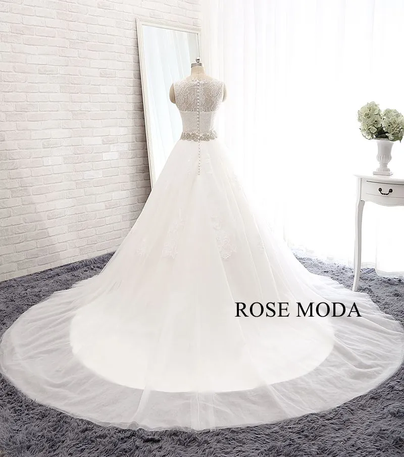 Rosemoda Ball Gown Wedding Dress With Crystal Belt