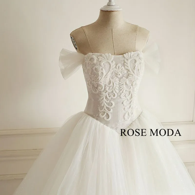 Rosemoda Drop Waist Illusion Ball Gown Wedding Dress