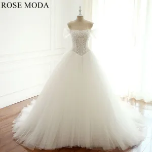 Rosemoda Drop Waist Illusion Ball Gown Wedding Dress