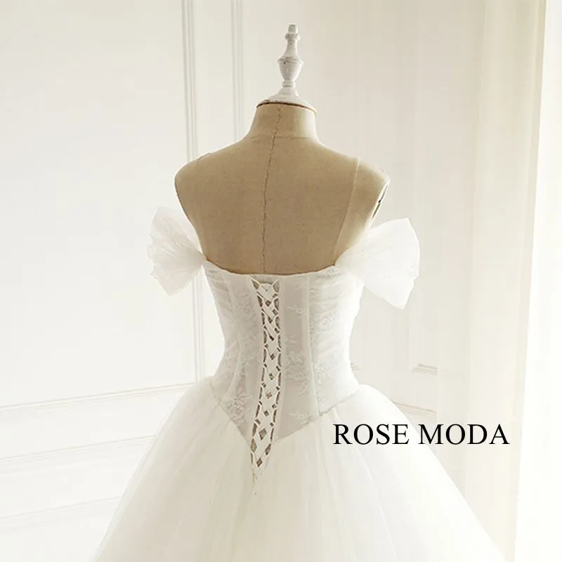 Rosemoda Drop Waist Illusion Ball Gown Wedding Dress