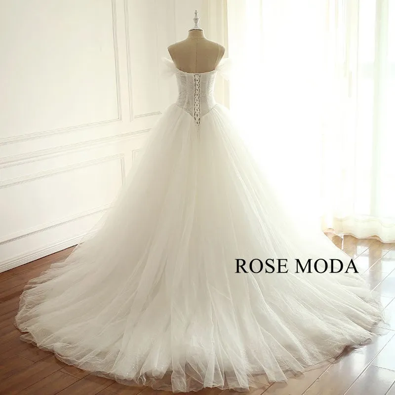 Rosemoda Drop Waist Illusion Ball Gown Wedding Dress