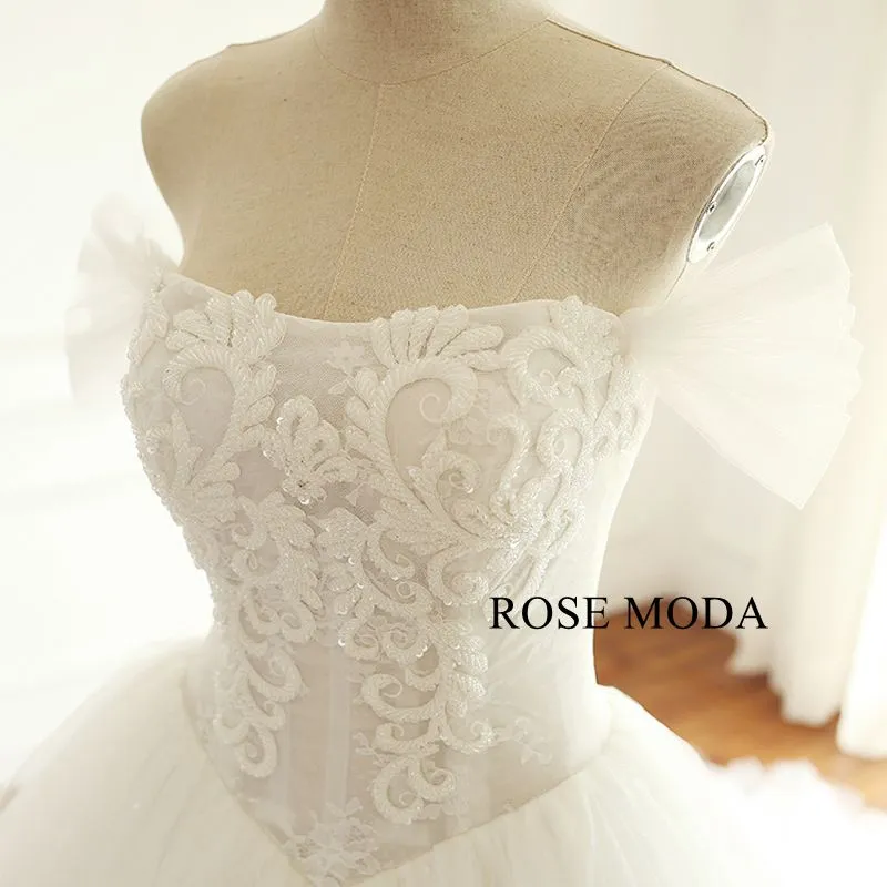 Rosemoda Drop Waist Illusion Ball Gown Wedding Dress