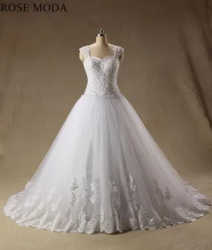Rosemoda Dropped Lace Ball Gown Wedding Dress with Strap