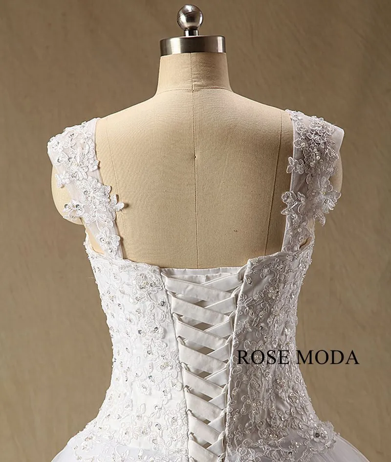 Rosemoda Dropped Lace Ball Gown Wedding Dress with Strap