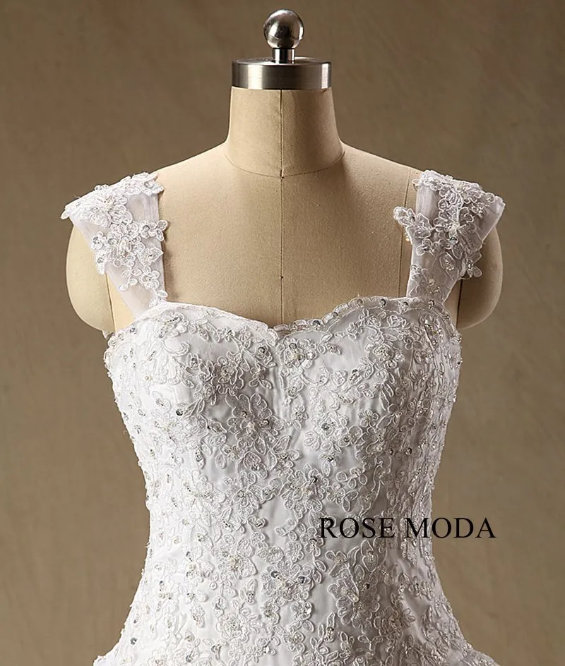 Rosemoda Dropped Lace Ball Gown Wedding Dress with Strap