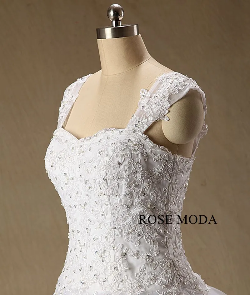 Rosemoda Dropped Lace Ball Gown Wedding Dress with Strap