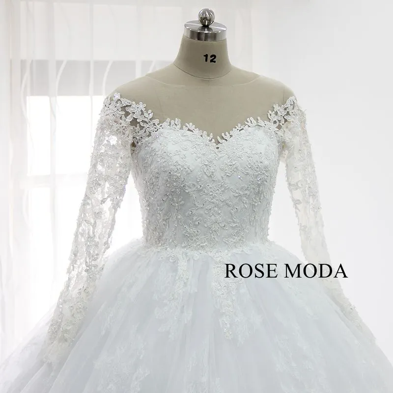 Rosemoda Long Sleeve Lace Ball Gown Wedding Dress