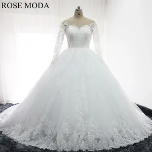 Rosemoda Long Sleeve Lace Ball Gown Wedding Dress