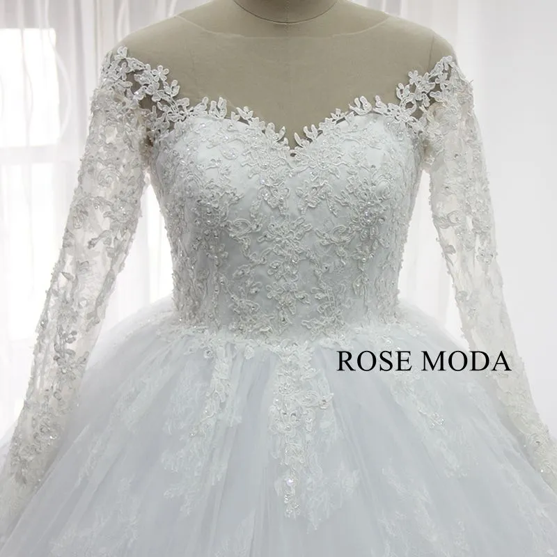 Rosemoda Long Sleeve Lace Ball Gown Wedding Dress