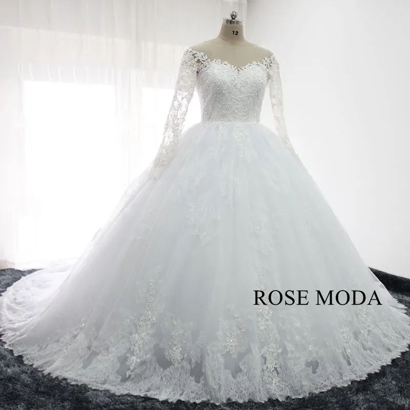 Rosemoda Long Sleeve Lace Ball Gown Wedding Dress