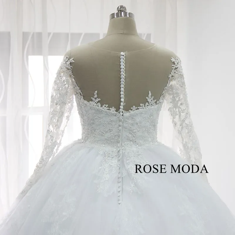 Rosemoda Long Sleeve Lace Ball Gown Wedding Dress