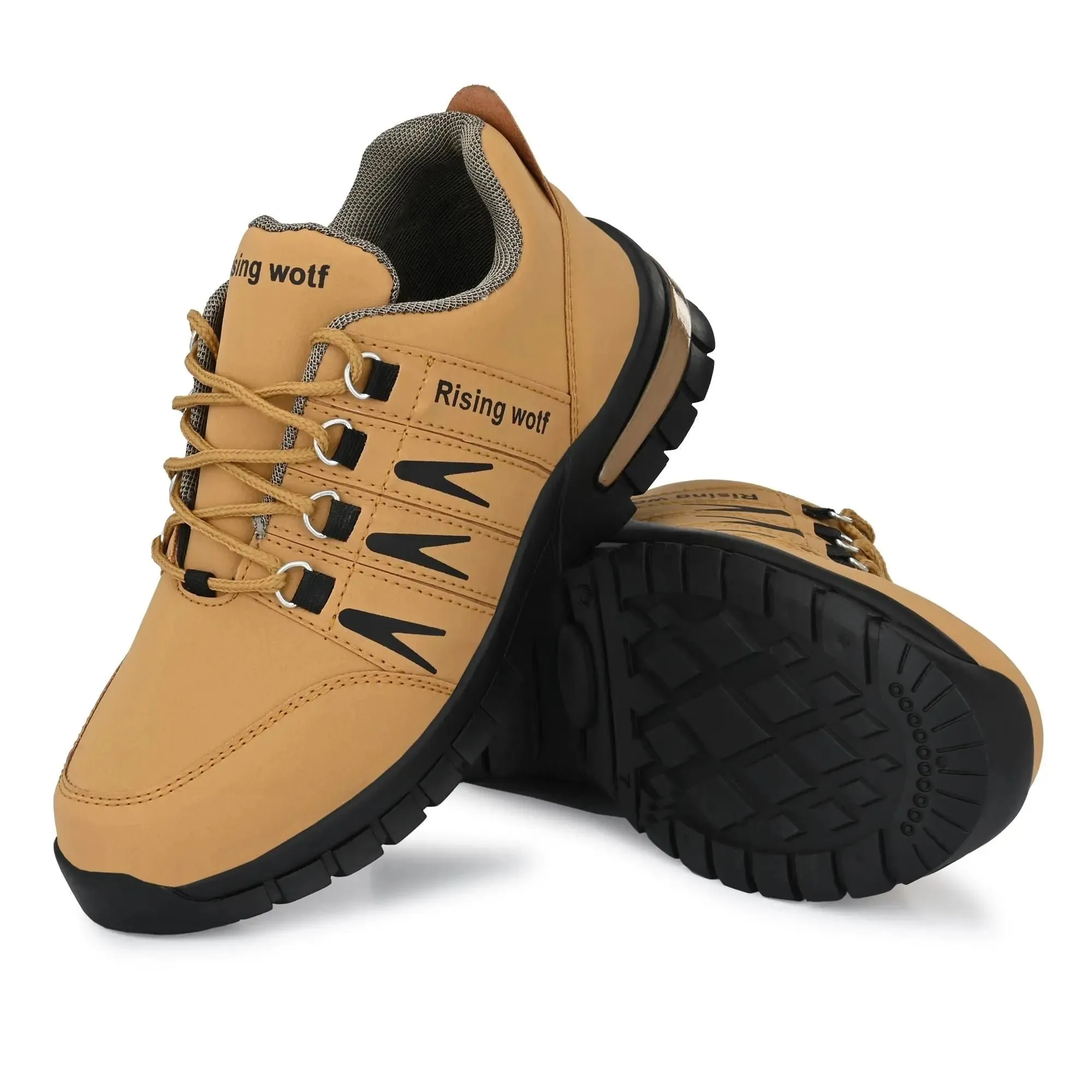 Synthetic Leather Lightweight Leather Shoes for Men Beige Color