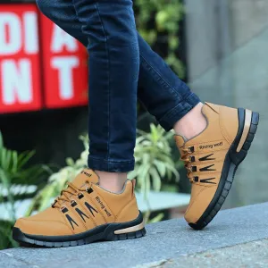 Synthetic Leather Lightweight Leather Shoes for Men Beige Color