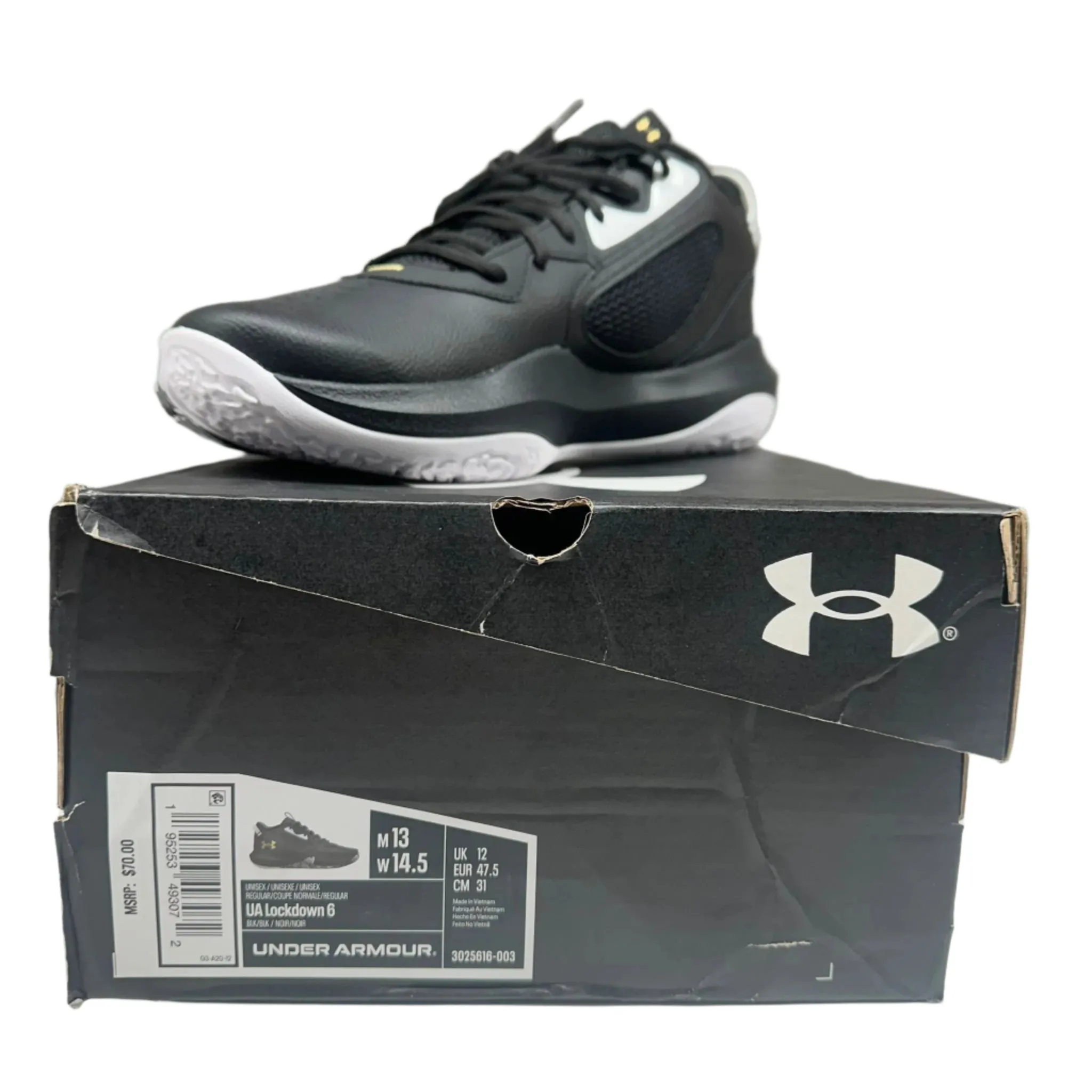 Under Armour Unisex Lockdown 6 Basketball Shoes – Black – Size 13 US MEN  – New