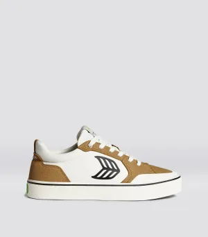VALLELY Skate Camel Suede Vintage White Cordura Black Logo Sneaker Men