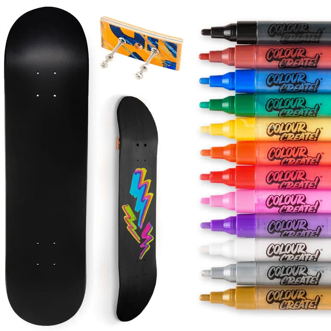 Venom Skateboards Deck With Colour Create Pens & Free Deck Wall Hanger