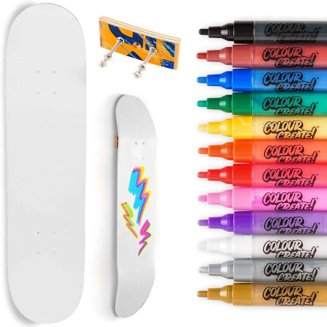 Venom Skateboards Deck With Colour Create Pens & Free Deck Wall Hanger