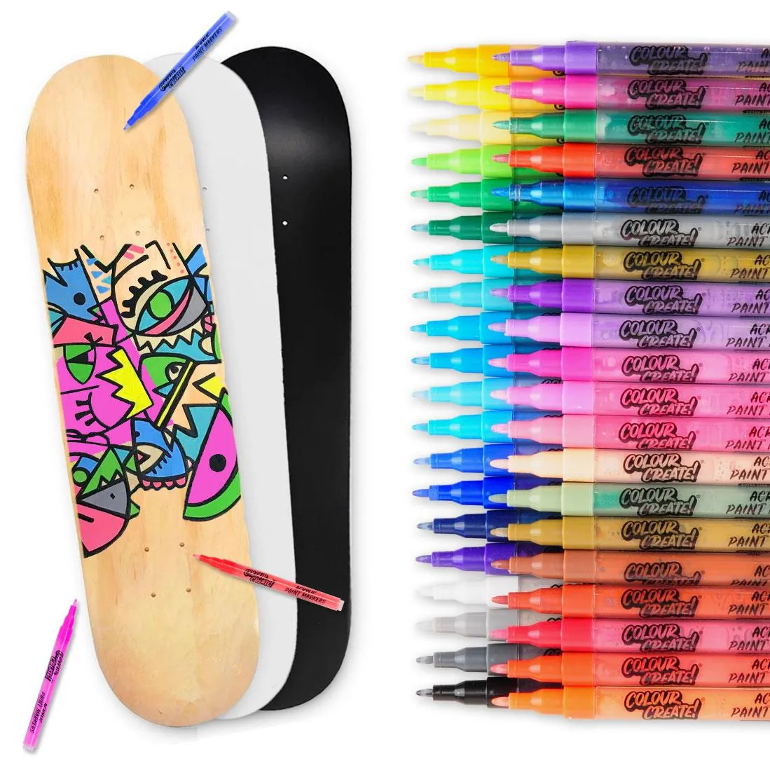 Venom Skateboards Deck With Colour Create Pens & Free Deck Wall Hanger