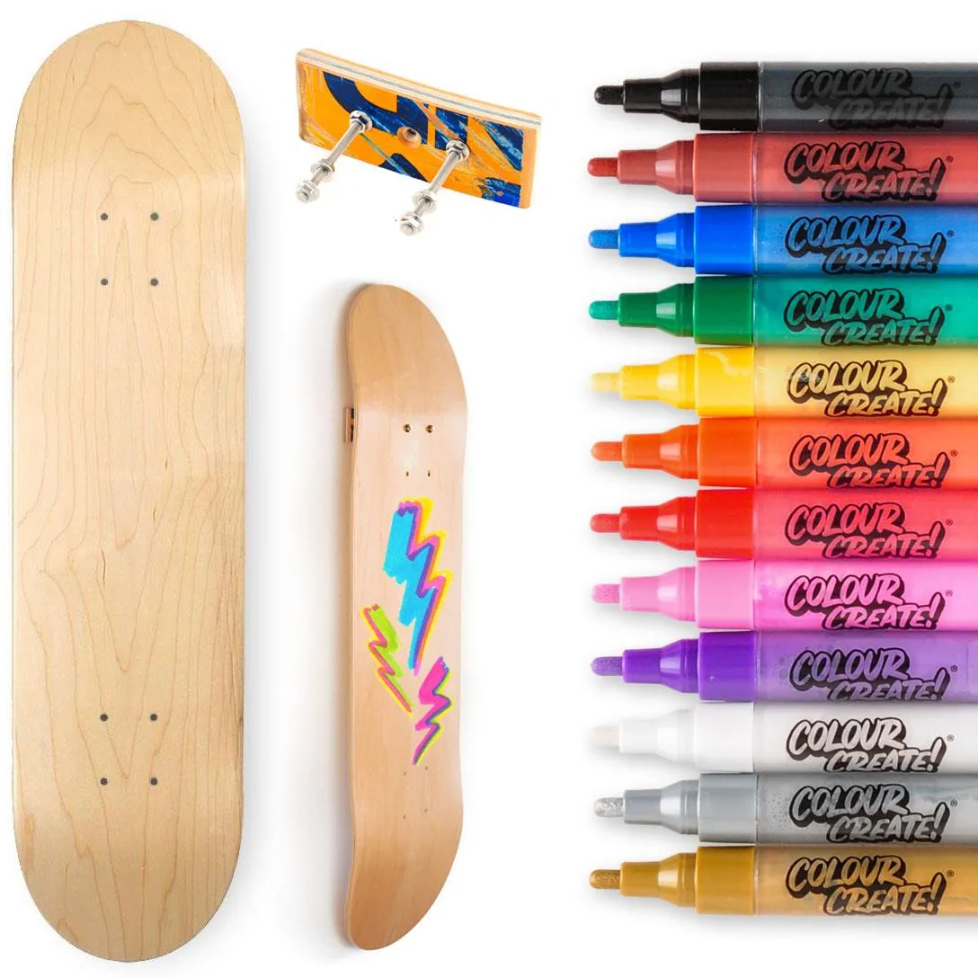 Venom Skateboards Deck With Colour Create Pens & Free Deck Wall Hanger